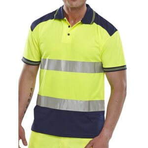 Navy Contrast Safety Polo